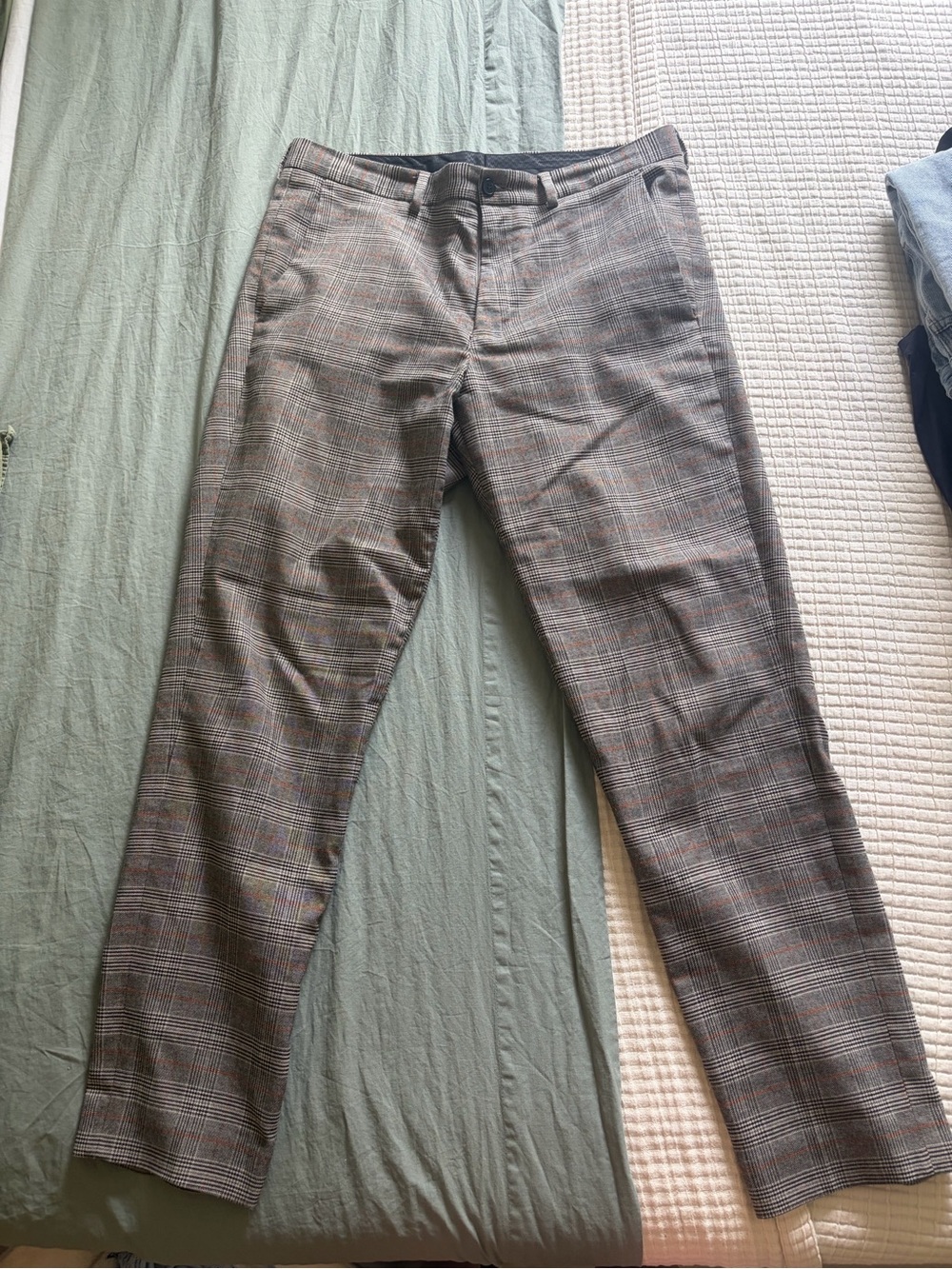 Men's Gray Plaid Dress Pants